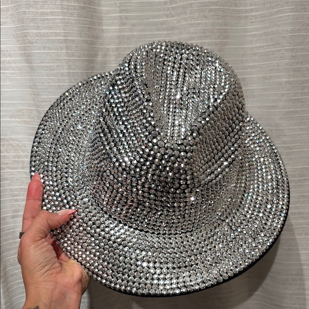 Silver Rhinestone Embellished Hat
